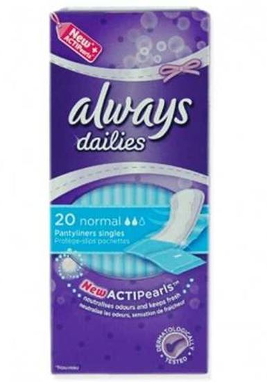 Picture of Always Dailies Pantyliners Normal Individually Wrapped 20 Liners