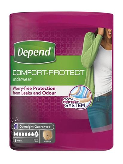 Picture of Depend Comfort Protect Incontinence Pants for Women, Large - 9 Pants